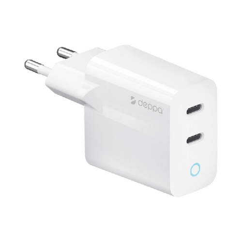 СЗУ Deppa 2USB C + USB A, QC 3.0 PD 3.0 45W GaN (EU/UK/US/AU) White (11452) фото 