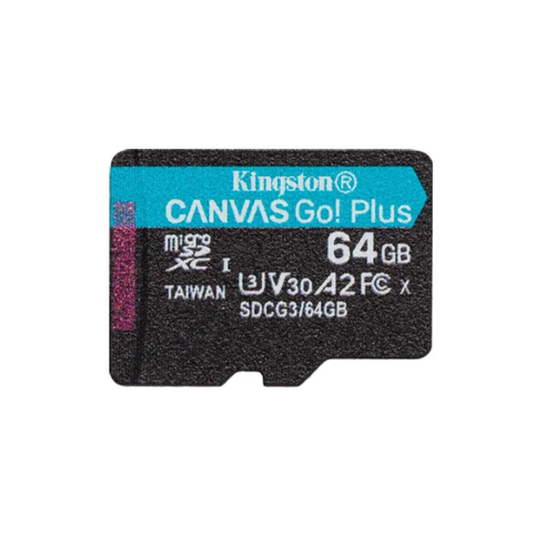 карта памяти Kingston micSDXCCanvas Go Plus UHS-I U3 V30 A2 64Gb (class 10) без адаптера (SDCG3/64GBSP) фото 